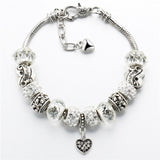 Bracelets - Silver Crystal Heart Bracelets