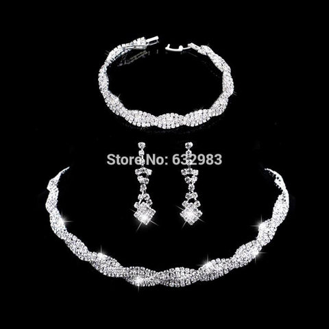 Bridal Set - Dazzling Silver Rhinestone Bridal Jewelry Set
