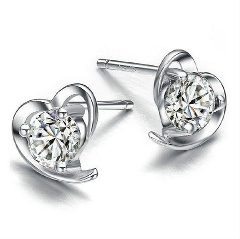 Earrings - Silver Plated Heart Stud Earrings
