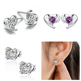 Earrings - Silver Plated Heart Stud Earrings