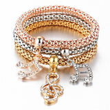 Bracelets - 3 PCS/Set Crystal Butterfly & Heart Bracelet