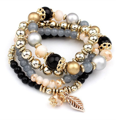 Bracelets - 4pcs/set Designer Multilayer Crystal Beads Bracelets
