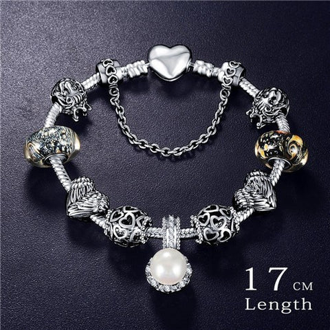 Bracelets - Silver And Flower Crystal Bracelet