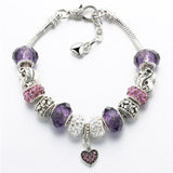 Bracelets - Silver Crystal Heart Bracelets