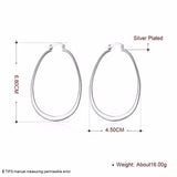 Earrings - Oval U Shape Edged Silver Plated Hoop Earrings