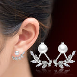 Earrings - Silver Leaves & Pearl Earrings
