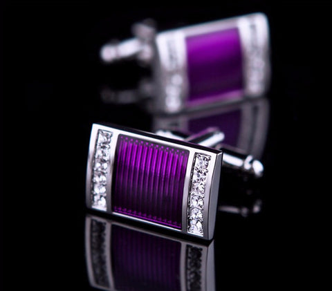 Tie Clips & Cufflinks - KFLK Crystal & Purple Cuff Links