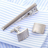 Tie Clips & Cufflinks - VAGULA Stylish Silver Cufflinks Tie Clip Set